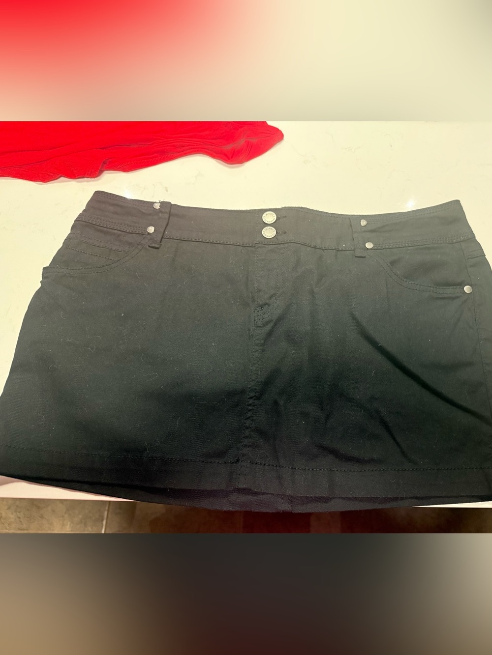 Black Mini Skirt with Double Button Waist size 15